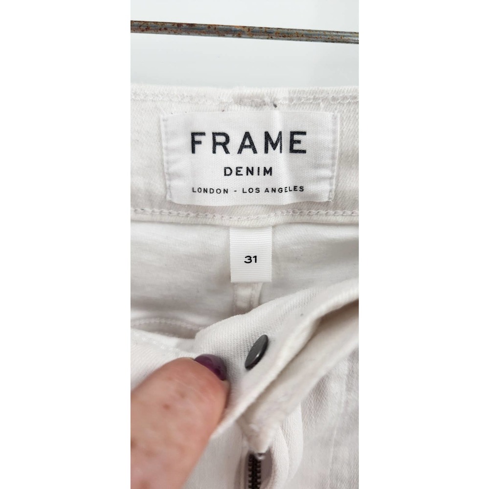 FRAME Le High Skinny White Raw-Hem Edge Jeans Size 31 - Picture 5 of 8